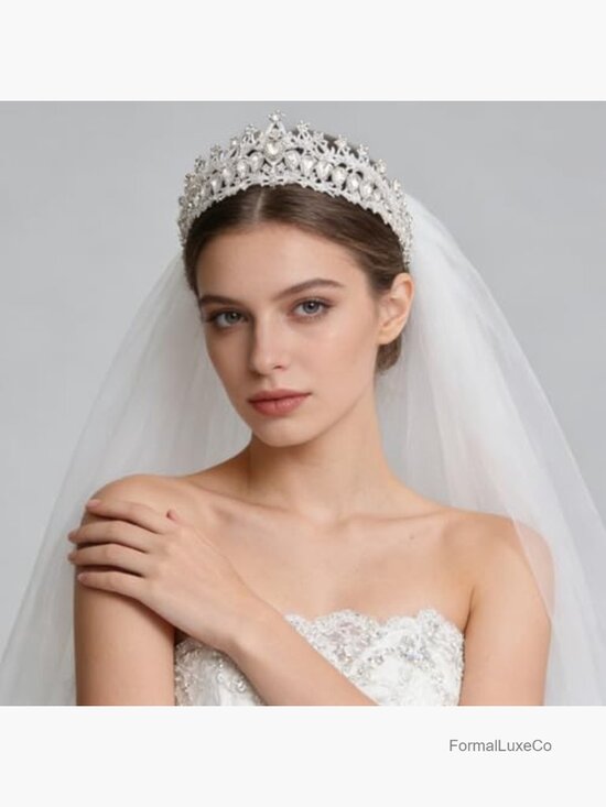 Sparkly Rhinestone Tiara Crown Headpiece for Bride Wedding Prom Party main image 6